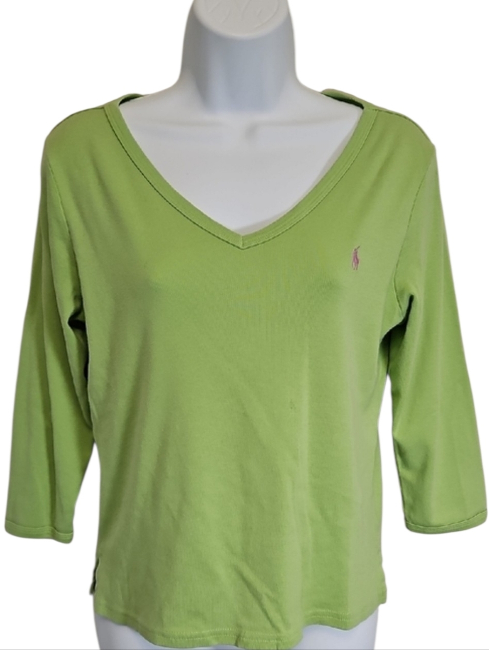 Vintage Y2K Ralph Lauren Sport Blue Tag Women’s V-Neck Long Sleeve Top, Sz Large